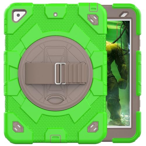 Coque pour iPad A16 antichoc bicolore verte et café pour le bureau