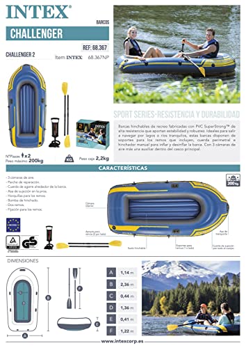 Intex Challenger 2, 2-Person Inflatable Boat Set With French Oars And High Output Air-Pump (Latest Model) #TOP6