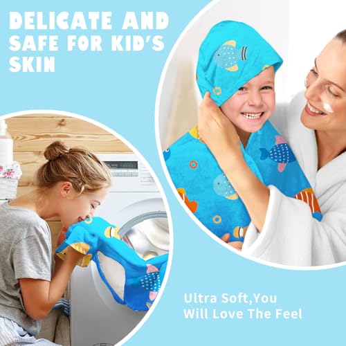 Image of Shark Boys Beach Towel with Hoodie for Kids Toddlers Age 4-8,Shark Blue Bath Towels Shower Wrap for Boys, Hooded Poncho Beach Blanket for Pool Swimming Cute Wearable Bath Towel for Child
