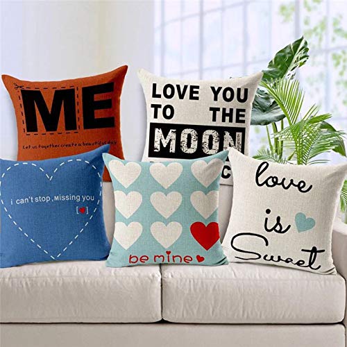 SHIVI CREATION Prime Collection™ Jute Digital Abstract Design Hand Made Sofa/Cushion Covers (40x40 cm/ 16x16-inch Multicolour) - Pack of 5