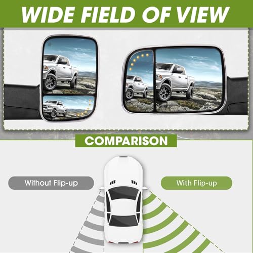 Image of Chrome Tow Mirrors for 2009-2018 Ram 1500, 2010-2018 Ram 2500 /3500