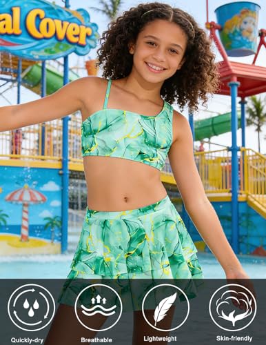 Image of RAISEVERN Girls Swimsuit 3 Piece Bathing Suits Cute Swimwear for 5-12 Years