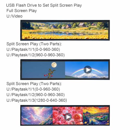 Image of VSDISPLAY 21.3 inch Stretched Bar Display Advertising Monitor with USB Autoplay | 1920x360 IPS LCD Digital Signage,Supports Image Rotation, and Mounting Holes,for Store /Retail /Exhibition Show