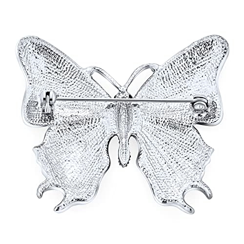 Image of Bling Jewelry Large Statement Crystal Accent Yellow Orange Golden Aqua Blue Black Clear Garden Dragonfly Firefly Fluttering Filigree Butterfly Brooch Scarf Pin For Women And Teens Silver Gold Plated