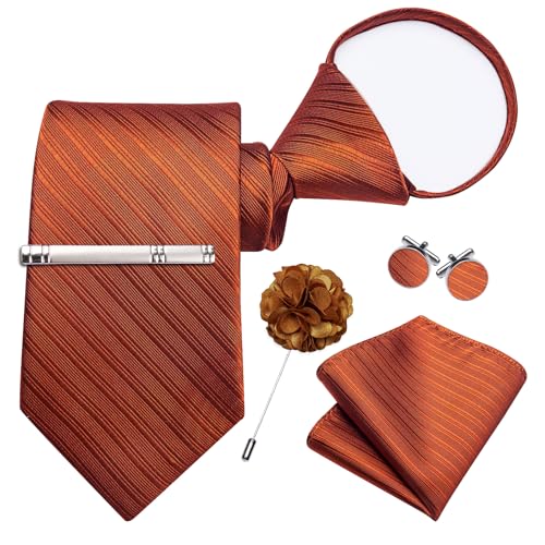 Image of DiBanGu Silk Zipper Ties for Men, Formal Pre-tied Necktie | Adjustable Tie,6PCS,Various Design Styles,Jacquard Woven,Skin-friendly,Practical Gift,Great for Wedding Party,Business Formal