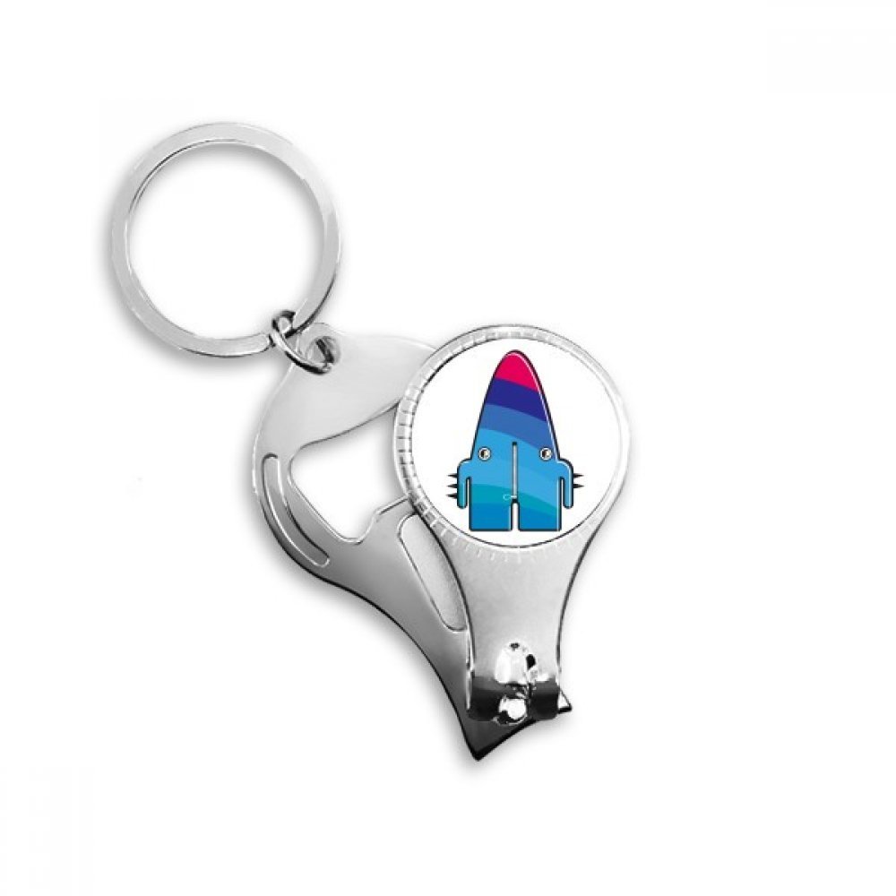 Coupe-ongles Alien bleu multifonction avec décapsuleur et porte-clés en métal