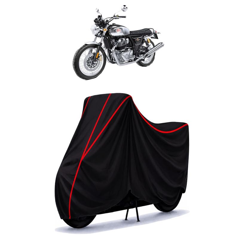 Image of Interceptor 650 Chrome Water Resistant Bike Cover for All Motorcycles & Rain | Heavy Duty Taffeta Fabric | UV Protection, Dustproof, Scratchproof | All Weather Two Wheeler Cover with Elastic Bottom