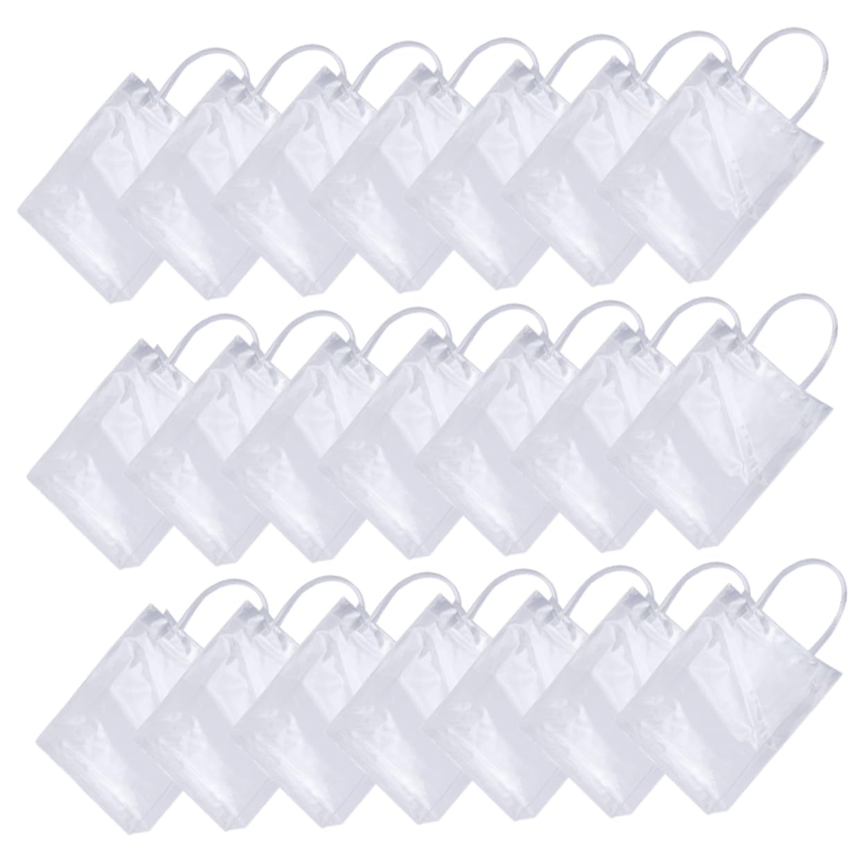 KOMBIUDA 24 Bolsas Transparentes de Pvc Reutilizables para Obsequio Asas Prácticas Tamaño Mediano Ideales para Envolver y Packaging en Fiestas