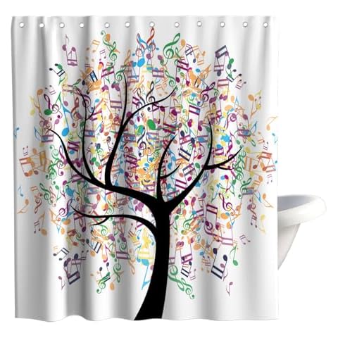 Final Friday Abstract Musical Leaves Shower Curtain Cover