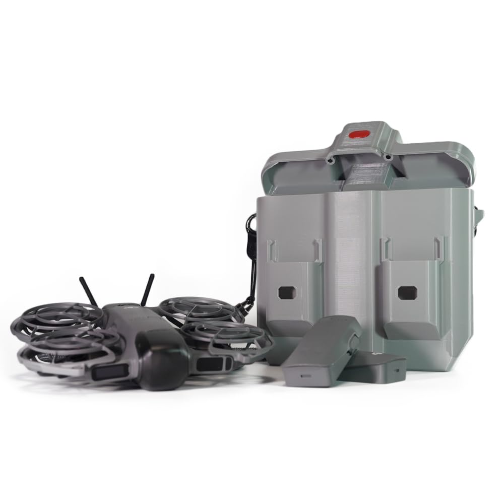 Pudełko do przechowywania drona DJI Neo 2, twardy futerał z nadrukiem 3D z magnetyczną pokrywką i przegródkami na baterie, antyciśnieniowy przenośny transporter wahadłowy do drona i akcesoriów