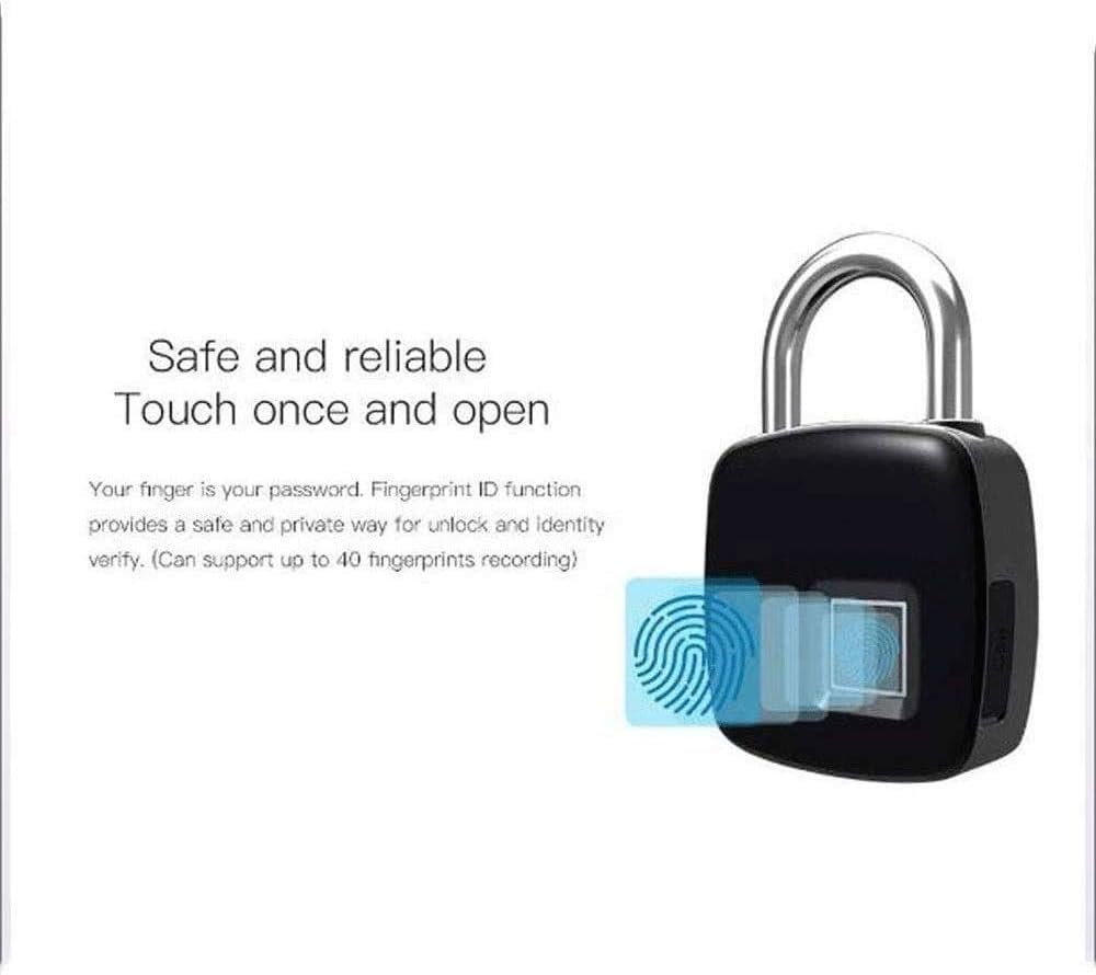 Candado sin llave con huella dactilar, Candado de Huella Digital 75x48x15mm Carga USB Sin Llave Bluetooth