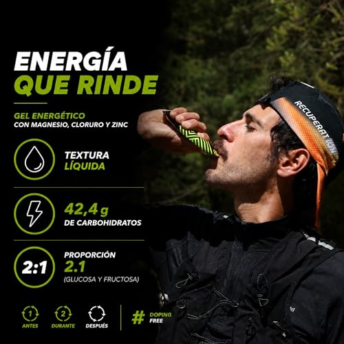 Miniatura 5 de PACK 6 Gel Energético con Magnesio + Glucosa + Electrolitos y Zinc para Deportistas Ciclismo Running y Calambres Musculares - Sabor Limón Sin Gluten - Sobres Apto Veganos | RECUPERATION