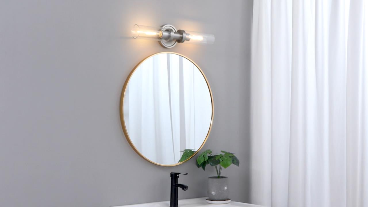 Image of Brushed Nickel Wall Sconces,2-Light Bathroom Vanity Light Fixture, Modern Bathroom Sconces Wall Lighting Clear Glass Shade, Horizontal and Vertical Wall Mount Lamp for Mirror Hallway Kitchen