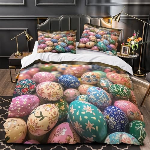 Housse de couette motif œufs de Pâques imprimé 3D microfibre 3 pièces - 2