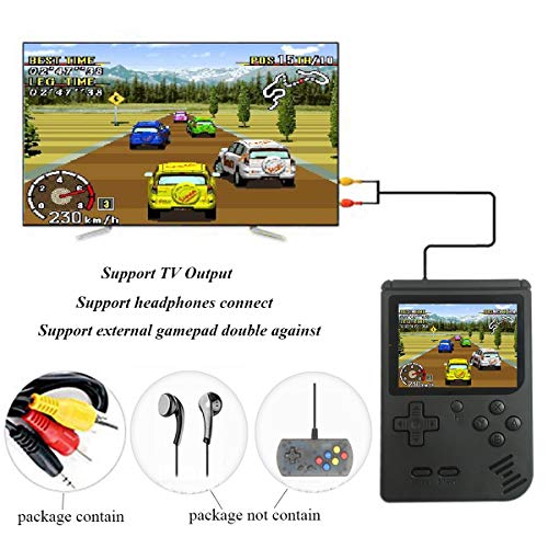 JJFUN Portable Handheld Game Device for Kids 4-8 , Retro Video Game Player Built-in 400 Classic Old Games 3.0\" LCD Screen, Classic AV Out TV Gaming Device Great Gift Idea for Children (Black)