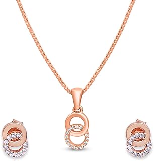 zavya 925 Sterling Silver Jewellery Set Rose Gold-Plated Off-White Cubic Zirconia | With Certificate of Authenticity and 925 Hallmark-picture-28