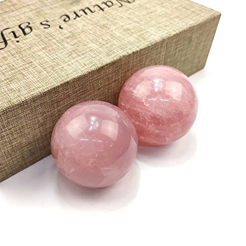 Sphère en quartz rose poli de 8-9cm pour maison de méditation