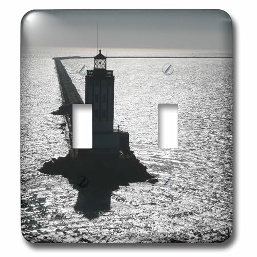 Plaque interrupteur double à bascule imprimée phare de Long Beach 3dRose