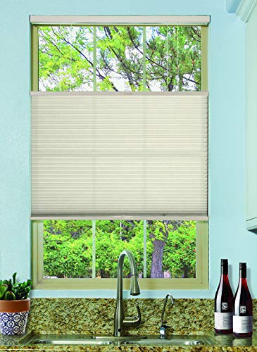 BlindsAvenue Cordless Top Down Bottom Up Cellular Honeycomb Shade, 9/16" Single Cell, Light Filtering, Fawn, Size: 57" W x 48" H