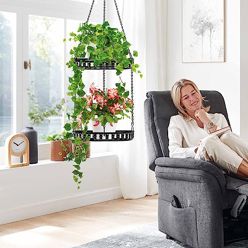 Plant Hanger Indoor Outdoor, 2 Tier Hanging Planter Plant Shelf, Metal Hanging Plants Holder for Indoor Outdoor Plants - Image 7