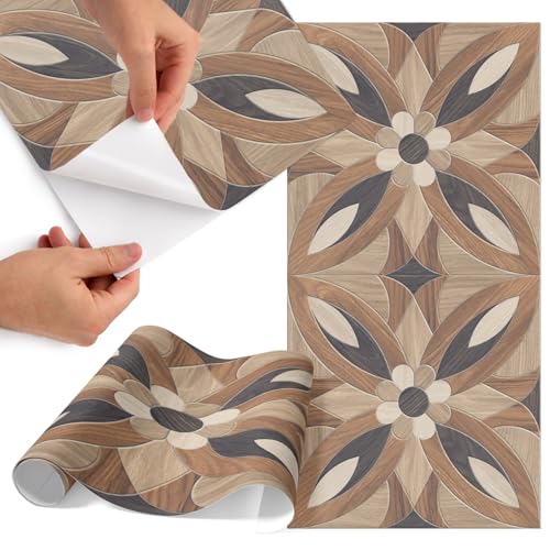 Vinilo para muebles de 75x150 cm acabado mate diseño flores de madera autoadhesivo 2