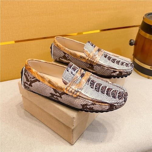 Mens Loafers Shoe Genuine Leather Crocodile Embossed Loafers Slip Resistant Flexible Flat Heel Party Prom Slip-on4