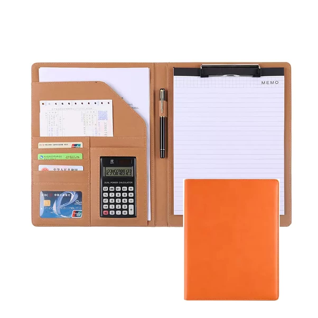 Ledermappe A4 Portfolio-Hülle Bling Padfolio Cover Legal Document Organizer mit Klemmbrett im Letter-/A4-Format Hartfaserplatte Visitenkartenhalter