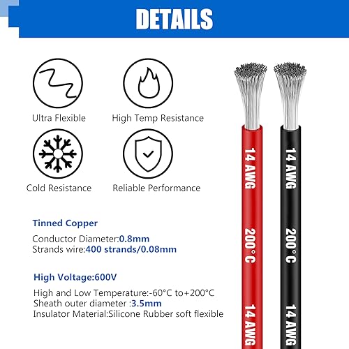 Cavo elettrico,Cavo in silicone-HuLuWa 2.07mm² 14