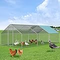 Vipbear Large Metal Chicken Coop Run with Immersed Wire Mesh, Chicken Coop for 8 Chickens Heavy Duty Chicken Run in for Yard with Waterproof Cover and Secure Lock,236'' L x 118''W x 77''H