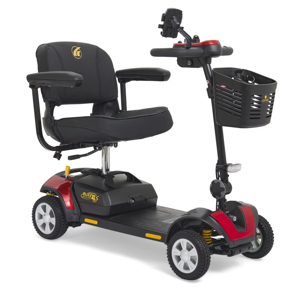 Golden Technologies Buzzaround XL 4-Wheel Compact Disassembling Mobility Scooter - GB124A-STD (Red)