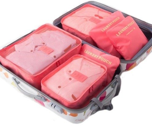 Kit 6 Necessaire Organizador Bolsa Mala Viagem E-bag Mochila Salmão