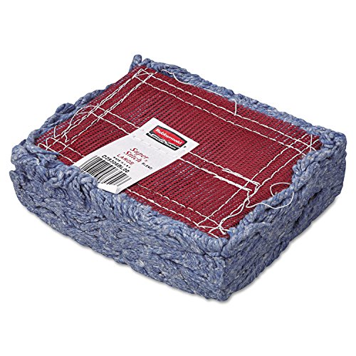 Image of Rubbermaid Commercial Products Super Stich Blend Mop, 5-Inch Blue Headband, Large, Heavy Duty Industrial Wet Mop for Floor Cleaning Office /School /Stadium /Lobby /Restaurant, Pack of 6