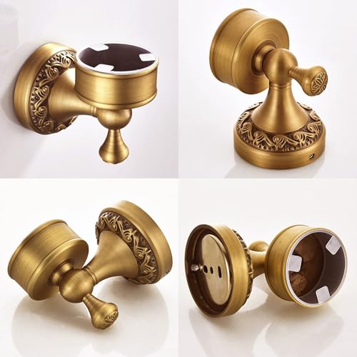 Image of Wall Mounted Bathroom Tooth Brushed Cup Holder, Antique Brass Pattern Carving,Brushed Bronze