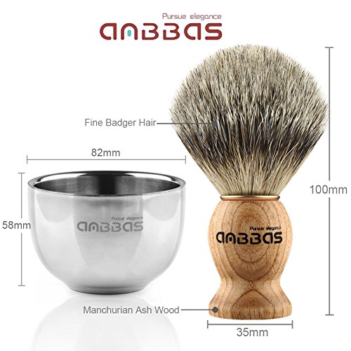 Foto von Anbbas Herren Geschenk Set Rasierpinsel Reines Dachshaar Shaving Brush Badger Rasierseife Rasierschale mit Rasierständer aus Acryl