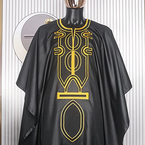 HD Traditional African Boubou Caftan Attire for Man Nigerian Mens Clothing Rhinstone Black Agbada Broder Dashiki Set 3XL3