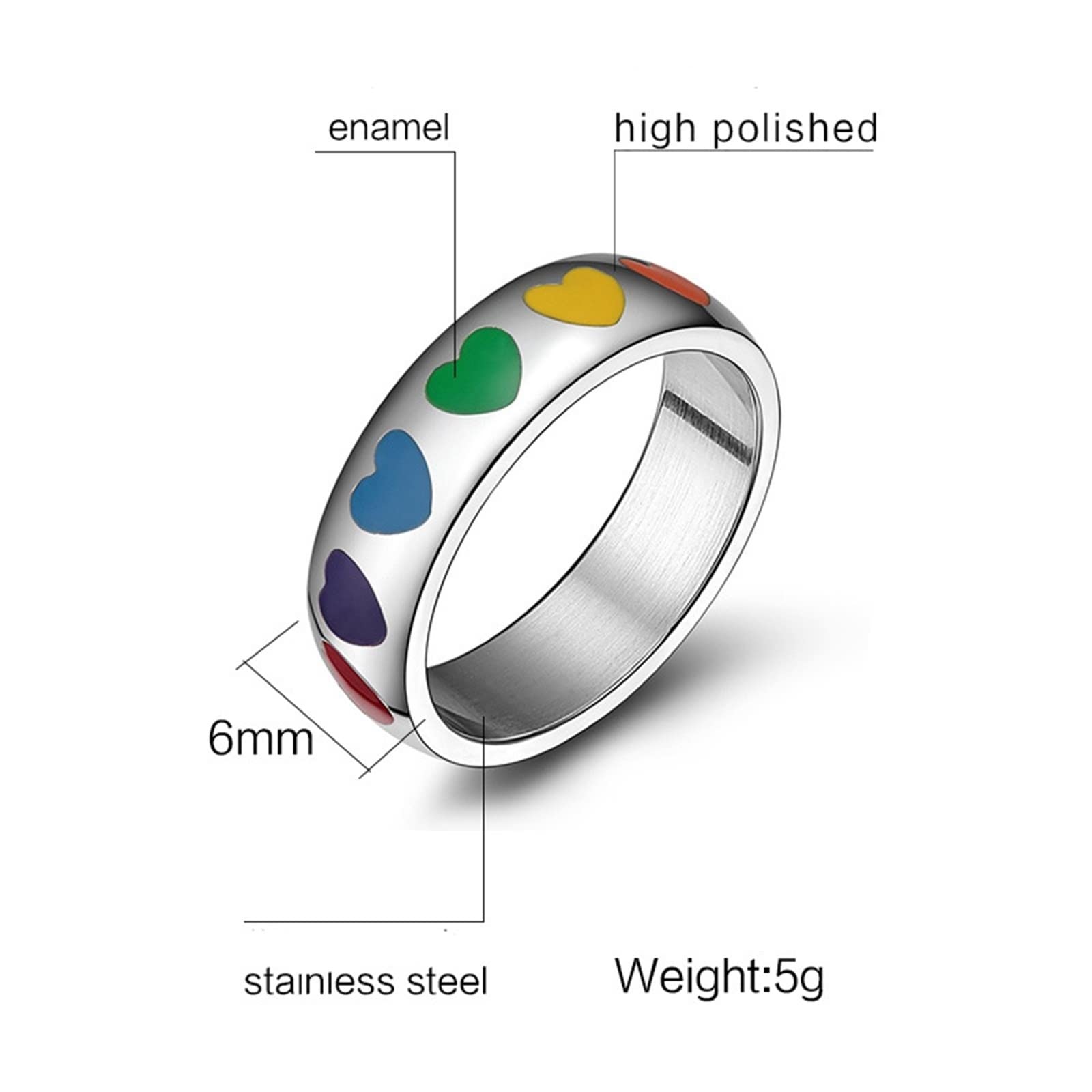 AmDxD Anillo de acero inoxidable, diseño de corazón, color plateado