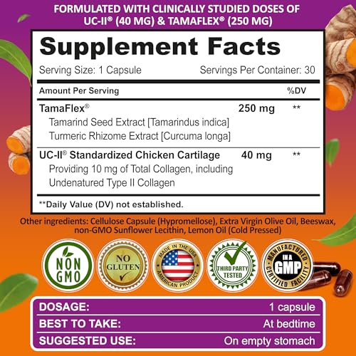 Joint Support Supplement with UC-II® & TamaFlex® – Undenatured Type II Collagen, Turmeric & Tamarind for Joint Health, Flexibility & Mobility – Natural Cartilage Support – Glucosamine-Free Capsules - Image 7