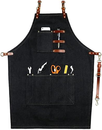 Delantal desmontable para herramientas multiusos con bolsillos para herramientas, delantal de barbacoa ajustable, delantal de trabajo para torno de