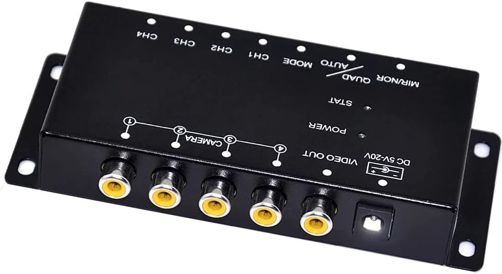 Car 4-Channel Driving Recorder Switcher Control Car Cameras IR Control Switch Combiner Box for 360° Panoramic Image, Black