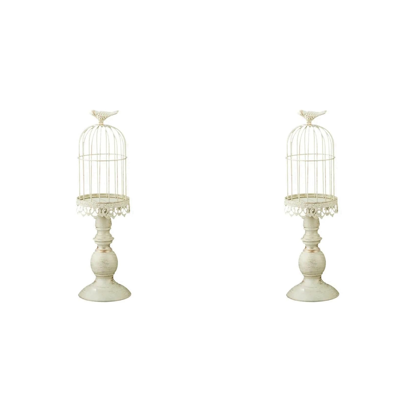 Cage à oiseaux bougeoir en fer en métal blanc décoration de table mariage vintage L
