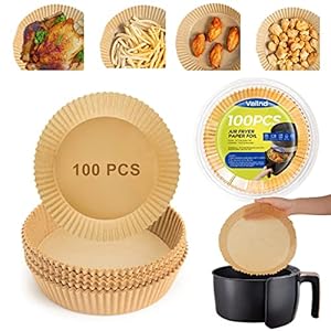 Air Fryer Paper Liners Disposable: 100pcs Oil Proof Parchment Sheets Round, Airfryer Paper Basket Bowl Liner for Baking Cooking Food…