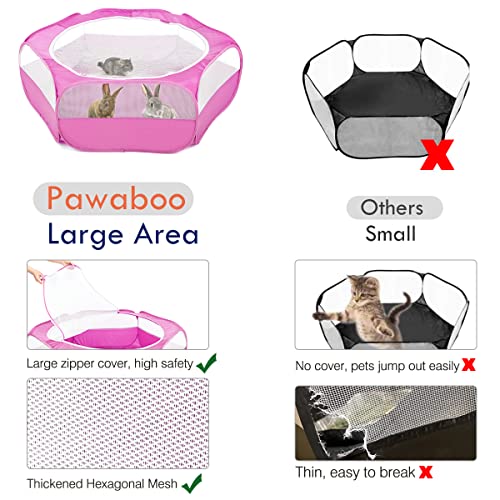 Image of Pawaboo Small Animal Playpen with Zippered Cover, Rose Red