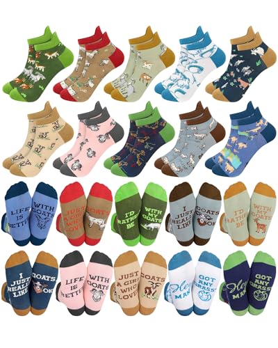 Velmitten 10 Pairs Funny Animals Socks for Women Capybara Goat Pig Frog Chicken Dachshund Socks Animal Lover Gifts(Goat)