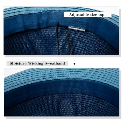 Image of Comhats Oversize XL XXL Mens Summer Straw Fedoras Sun Hats Panama Derby Packable 57-64cm 22.4 inch-25.2 inch 7 1 /8-8
