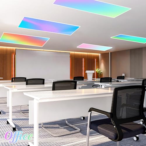 Image of VIHOSE 6 Pcs Fluorescent Light Covers for Ceiling Lights Classroom Magnetic Light Covers Classroom Filters Office School Drop Ceiling, 4 x 2 ft(Neon)