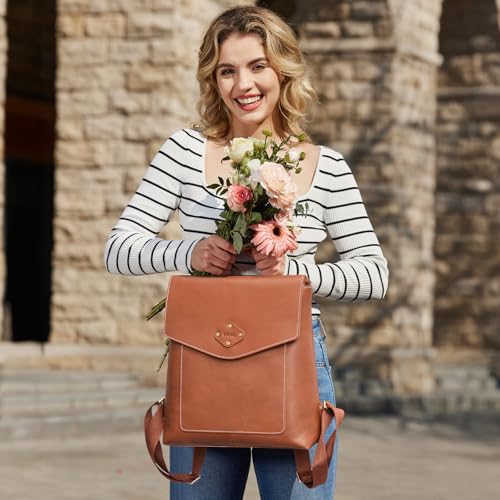S-ZONE Vintage Leather Backpack Purse for Women