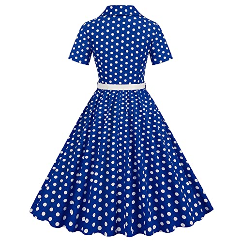 Image of 1950s Dresses for Women Vintage Rockabilly Retro Short Sleeve Tie Midi Dress Cocktail Party Evening Prom Gown