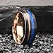 Concept Knight Tungsten Carbide Rings for Men Women 8mm Men's Engagement Wedding Bands Rose Golden Grooved Inlaid Blue Opal Matte Brushed (8mm Rose gold and black, 8)