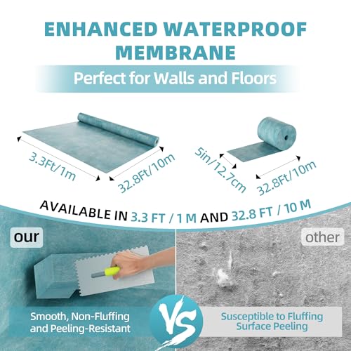 Shower Curb Kit - 38" x 60" Shower Tray with Complete Shower Kit, 4" PVC Central Flange,Center Shower Pan, 2 Cuttable Shower Curbs, Waterproofing Membrane, Corners & Trowel Fit For Bathroom - Image 4