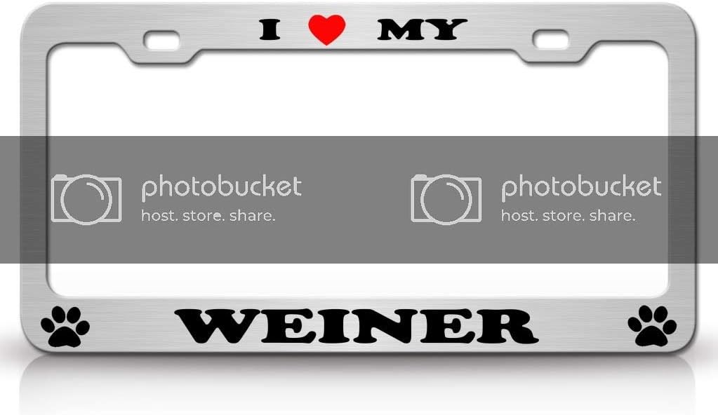 I Love My Weiner Dog Pet Animal Metal Car SUV Truck License Plate Frame Ch/Blk/Red f34